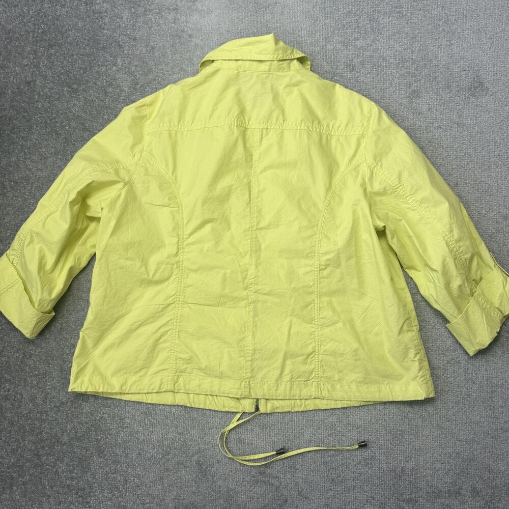 Chicos Jacket Womens XL Yellow Zip Front 3/4 Sleeve Pockets Drawstring Hem - Picture 7 of 7